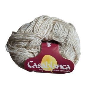 Vintage Brunswick Yarn Linen Cotton Nylon Blend Cream Skein NWT Knit Casablanca